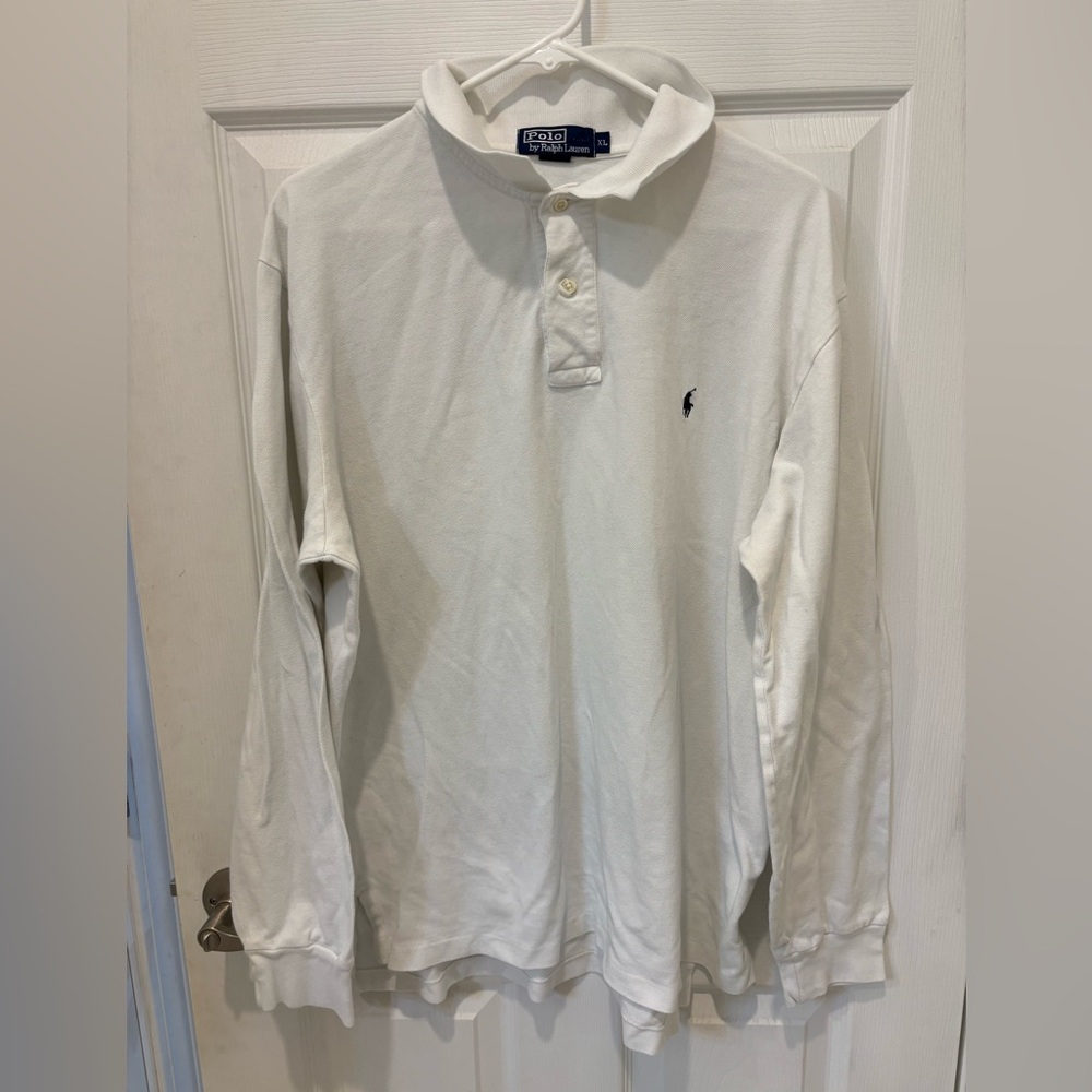 Ralph Lauren Men's White Long Sleeve Polo‎ Shirt